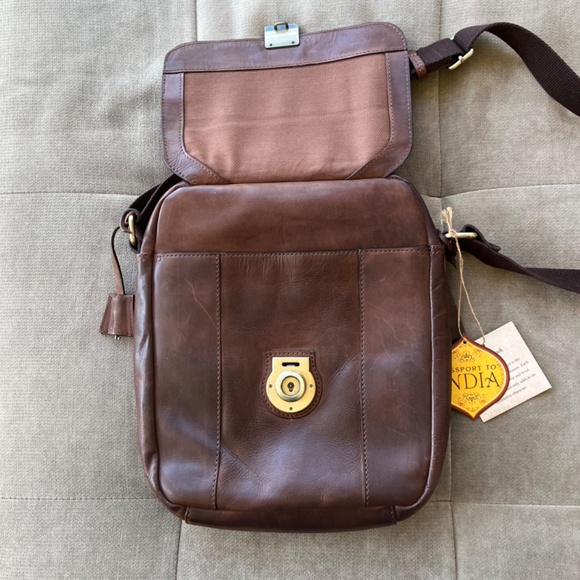 Leather Crossbody Bag with Lockable Front Flap - Picture 3 of 10